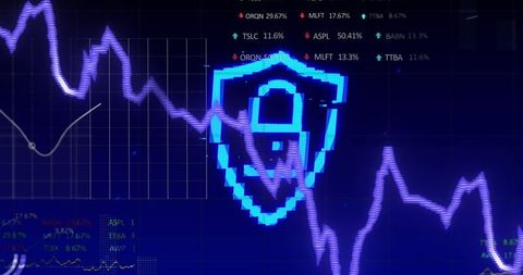 Digital Security In Financial Analytics Showing Data Chart and Padlock - Download Free Stock Images Pikwizard.com