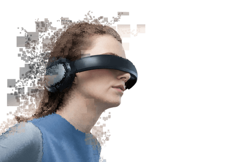 Caucasian Woman Experiencing VR Technology on Transparent Background