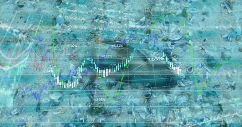 Data visualization merging nature and finance ocean scene