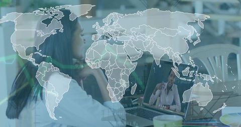 Businesswoman engaging in a global digital conference call