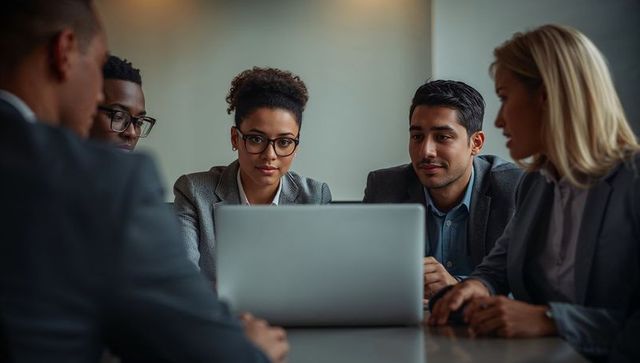 Diverse Professional Team Collaborating at Corporate Meeting