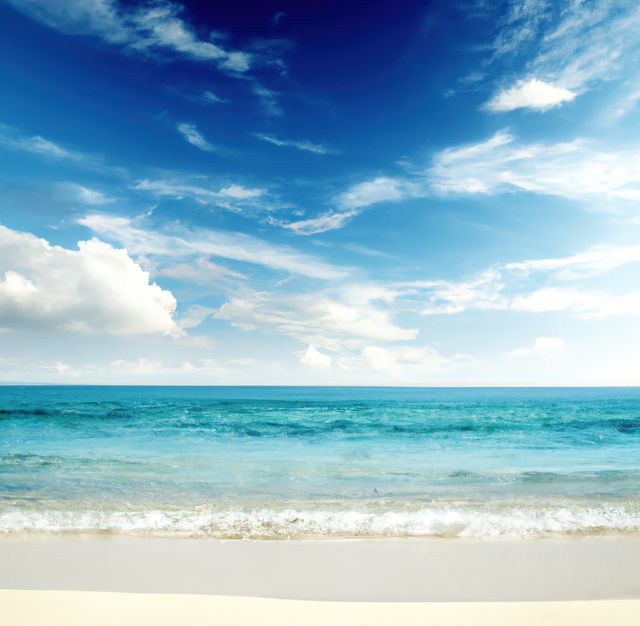 Close up of landscape of clear sea and beach on sunny day. Landscape, nature, beach and harmony concept.