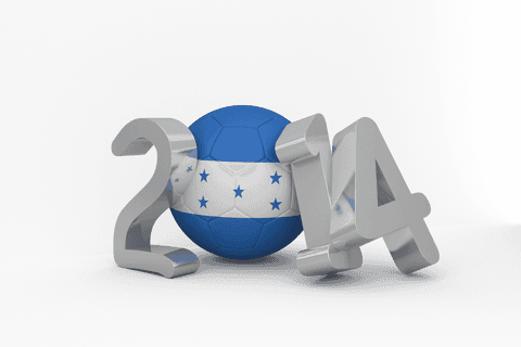 Transparent 2014 text with honduras flag soccer ball