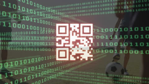 QR Code and Data Overlay on Divers Footballers in Digital Animation