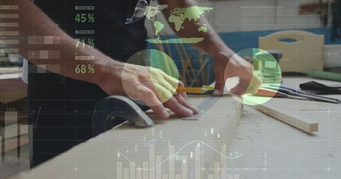 Tradesmen Analyzing Data in Workshop on Innovative Project