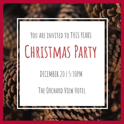 Christmas party invitation with pine cones background