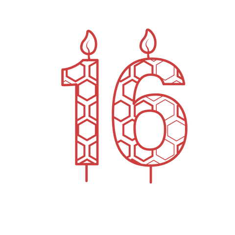 hexagon pattern red 16 birthday candle on transparent background - Download Free Stock Videos Pikwizard.com