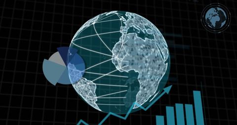 digital globe with network connections and financial data overlay - Download Free Stock Images Pikwizard.com
