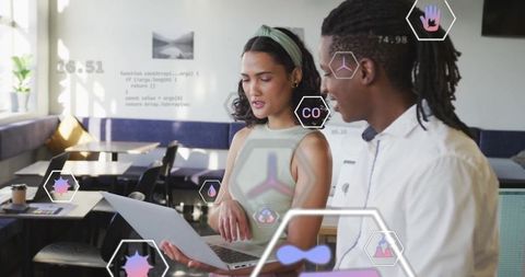 Eco Technology Data with Diverse Professionals Collaborating