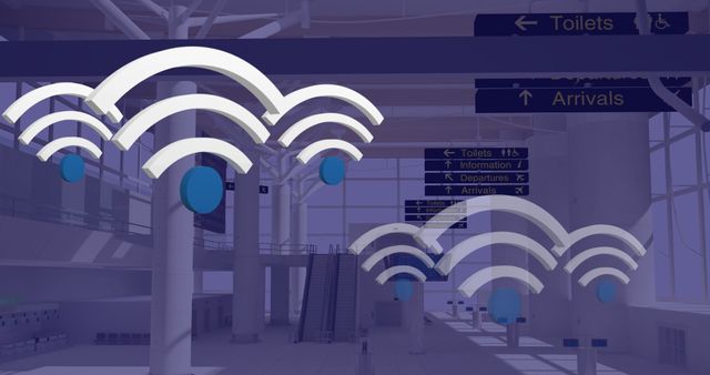 Digital Connectivity with Wifi Symbols at Modern Airport - Download Free Stock Images Pikwizard.com