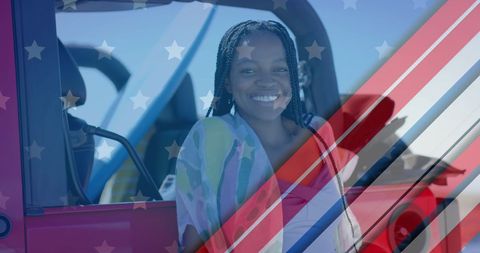 Young African American Woman Celebrating USA Independence