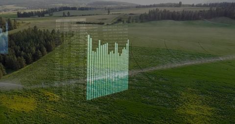 Holographic Data Overlay on Rural Farmland Landscape
