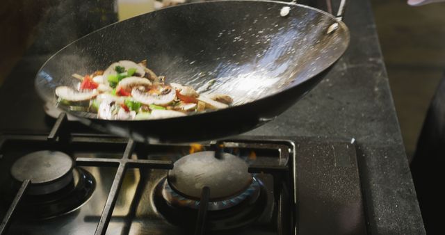 Chef Cooking Vegetables in Wok on Gas Stove - Download Free Stock Images Pikwizard.com