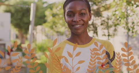 Smiling African American Woman Gardening Outdoors Daylight