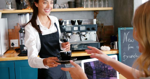 Barista Serving Coffee to Customer in Coffee Shop - Download Free Stock Images Pikwizard.com