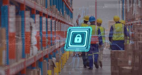 Cybersecurity in Warehouse Operations with Integrated Tech - Download Free Stock Images Pikwizard.com