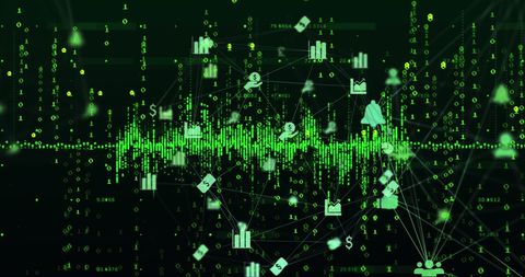 Futuristic Data Network with Digital Patterns and Icons - Download Free Stock Images Pikwizard.com