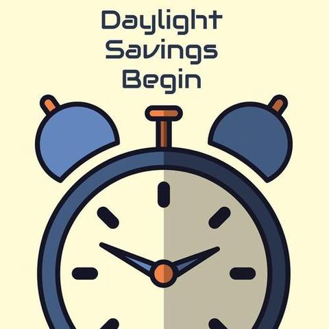 Daylight Savings Begin with Blue Alarm Clock on Yellow Background - Download Free Stock Templates Pikwizard.com