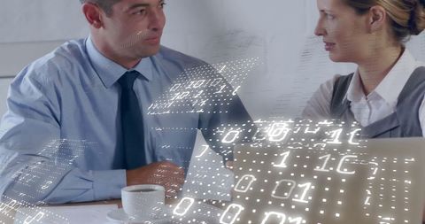 Business Meeting with Digital Data Overlay Illustrating Technology - Download Free Stock Images Pikwizard.com