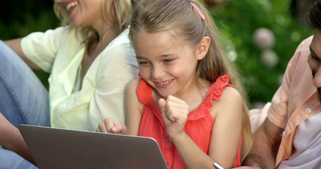 Happy Family Enjoying Outdoor Activities on Laptop - Download Free Stock Images Pikwizard.com