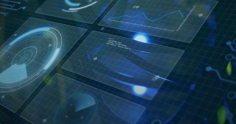 Futuristic Data Visualization Interfaces on Digital Grid - Download Free Stock Images Pikwizard.com