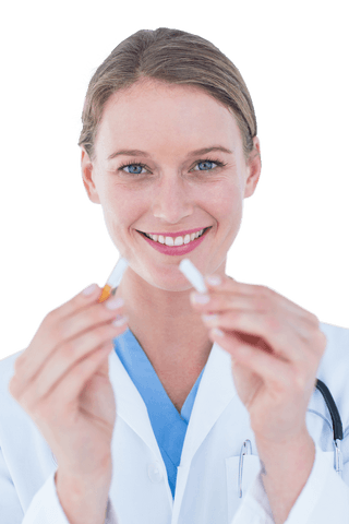 doctor with broken cigarette promoting transparent message on health - Download Free Stock Videos Pikwizard.com
