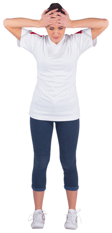 Frustrated Football Fan Holding Head in Transparent Background