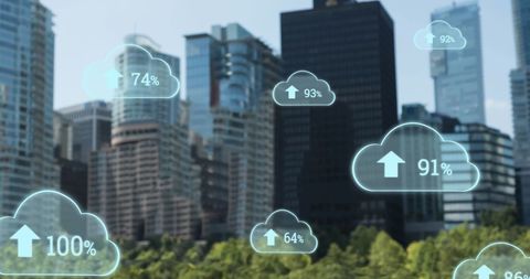 Cloud Computing and Data Growth Amidst Modern Cityscape