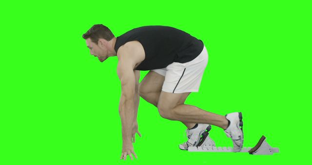 Athlete Preparing to Sprint against Green Screen - Download Free Stock Images Pikwizard.com