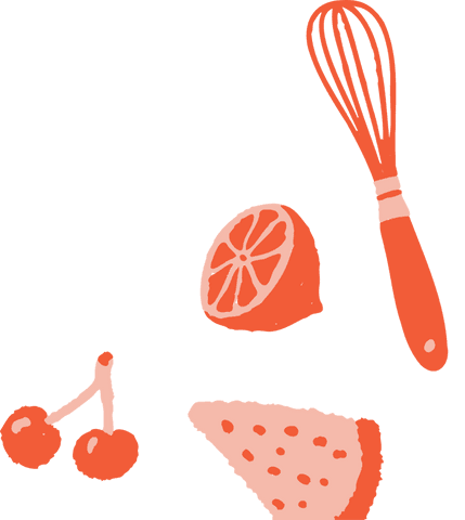 Illustrated cooking icons on transparent background