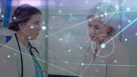 Doctor and Patient Discuss Reports with Cyber Network Overlay