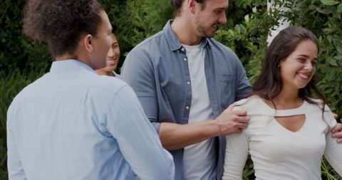 Friends Enjoying Outdoor Wedding Celebration