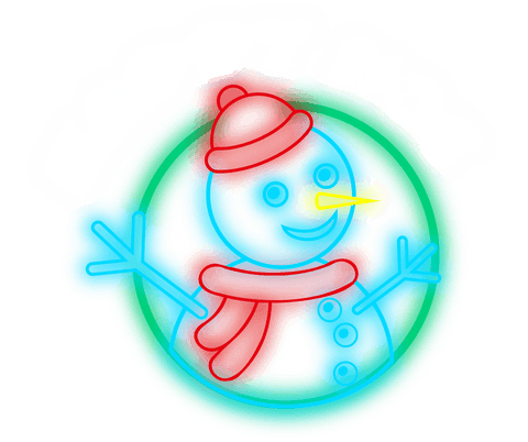 Colorful Neon Snowman with Santa Hat Neon Style Transparent Background - Download Free Stock Videos Pikwizard.com