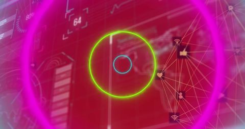 Neon Data Processing with Network Charts and Graphs - Download Free Stock Images Pikwizard.com