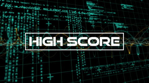 High Score Animation over Code and Network Grid