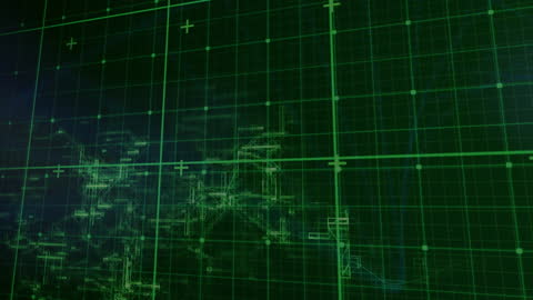 Futuristic Digital DNA Animation Over Blue Grid