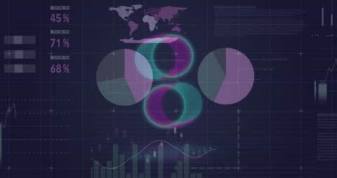 Neon Rings and Statistical Data on Digital Background
