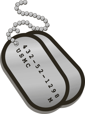 Transparent USMC Dog Tags on Ball Chain with Serial Number