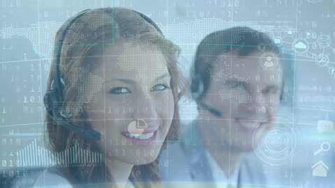 Digital Customer Service: Diverse Team With Global Data Interface