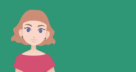 Minimalist Pictogram of Woman on Green Background with Copy Space