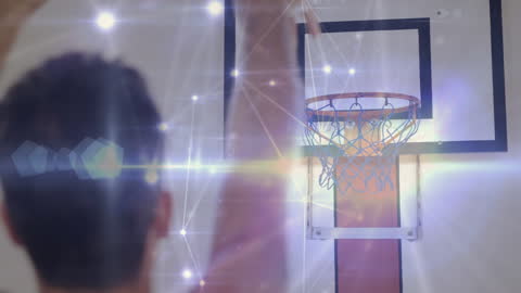Dynamic Basketball Shot with Digital Connections Overlay