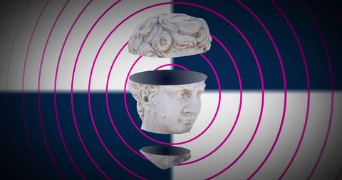 Modern Art Sculpture Head with Vibrant Circle Elements - Download Free Stock Images Pikwizard.com