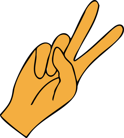 Cartoon Hand Showing Peace Sign on Transparent Background