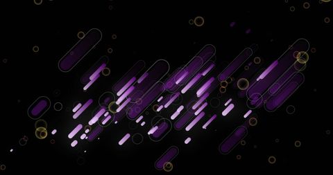 Purple Light Trails and Circles on Black Background