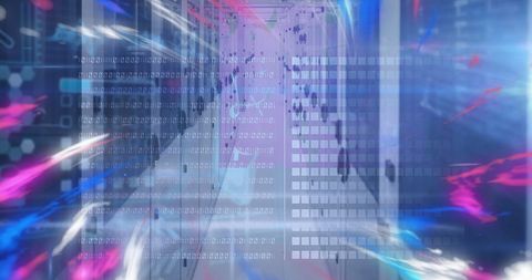 Digital Data Streams with Virtual Connectivity in Server Room - Download Free Stock Images Pikwizard.com