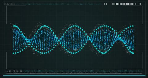 Digital representation of dna helix on science interface