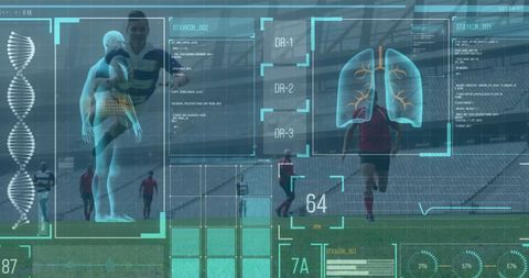 Digital interface analyzing football gameplay with data