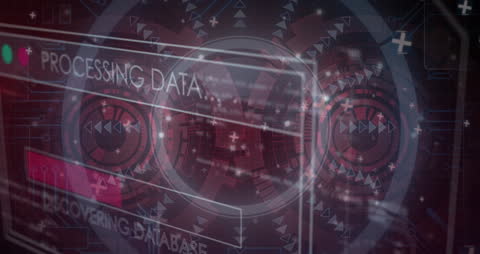 Data Processing with Futuristic Digital Interface Animation