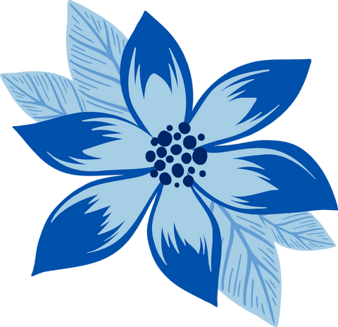 Elegant blue flower interior on transparent background for decoration