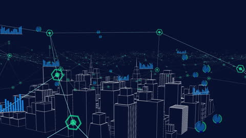 Animated Skylin with Data Flow in Digital Global Network